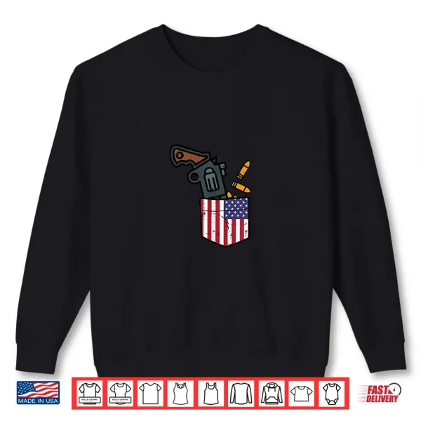 Sweatshirt 4th Of July Gun US Flag Pocket Independence Day America Men Shirt