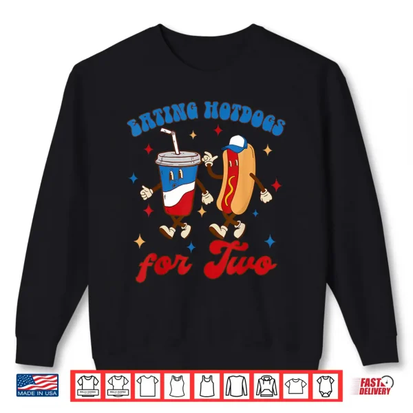 Sweatshirt 4th Of July Pregnancy Announcement Eating Hotdogs For Two Shirt