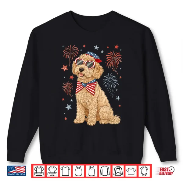 Sweatshirt 4th of July Patriotic Goldendoodle Coquette Bow USA Flag Shirt