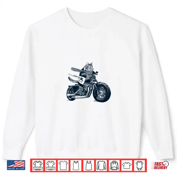 Sweatshirt AWESOME CONVERSATIONS Cat on Motorcycle Shirt