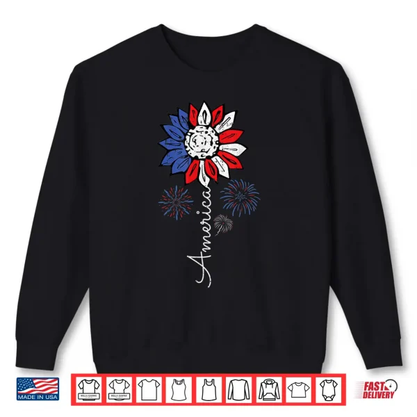 America Sunflower 4Th Of July Independence Day Patriotic Shirt 2 Sweatshirt America Sunflower 4th Of July Independence Day Patriotic Shirt