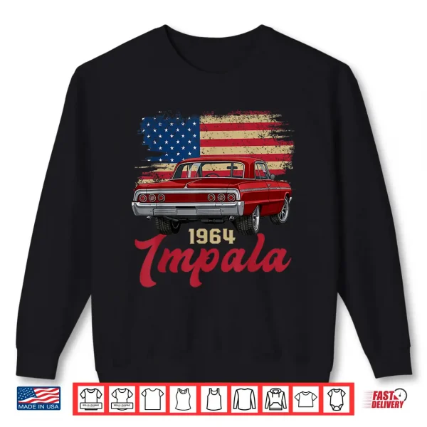 Sweatshirt American Flag Sixty Four Impala Old School Muscle Car Shirt