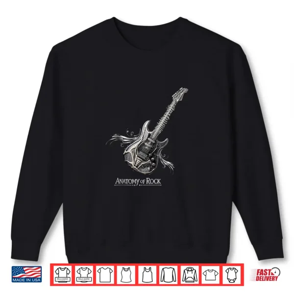 Sweatshirt Anatomy of Rock Guitar with Spine and Bones Graphic Art Shirt