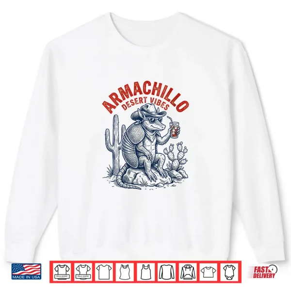 Sweatshirt Armachillo Desert Vibes Cowboy with Bandana and Drink Shirt