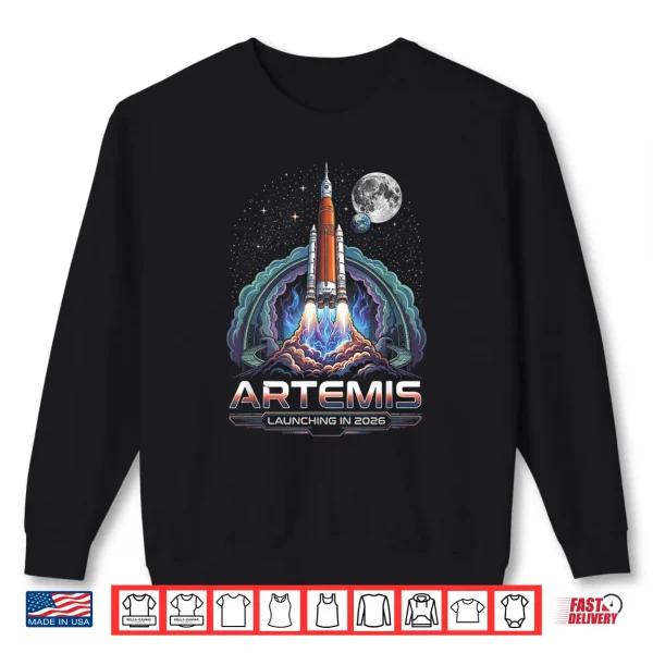 Sweatshirt Artemis II 2026 Rocket Launch Mission to The Moon Artemis 2 Shirt