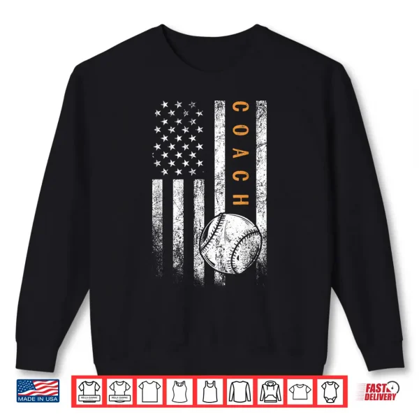 Baseball Coach American Flag Baseball Trainer Coaching Shirt 2 Sweatshirt Baseball Coach American Flag Baseball Trainer Coaching Shirt