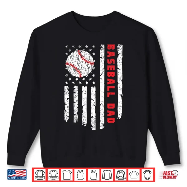 Sweatshirt Baseball DAD USA American Flag Patriotic Dad Fathers Day Shirt