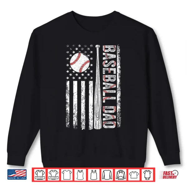 Sweatshirt Baseball Dad American Flag Patriotic Fathers Day USA Flag Shirt