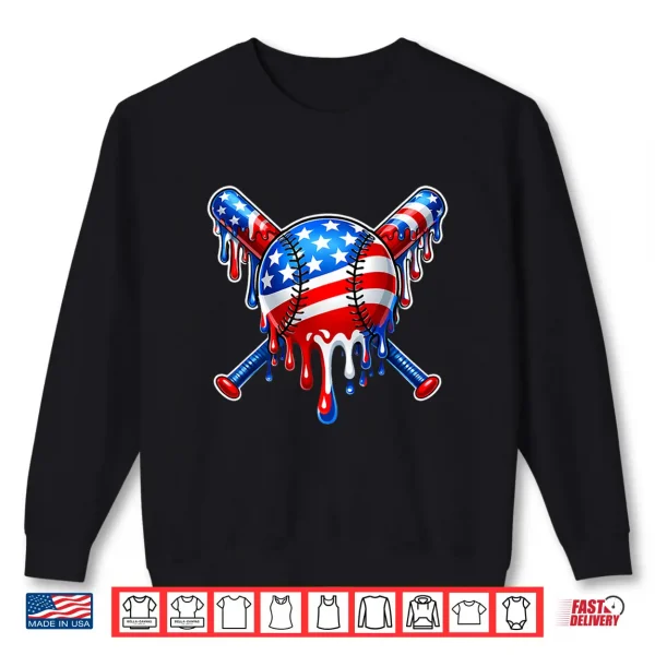 Baseball Drip American Flag Funny Drip Baseball Sport Lover Shirt 2 Sweatshirt Baseball Drip American Flag Funny Drip Baseball Sport Lover Shirt
