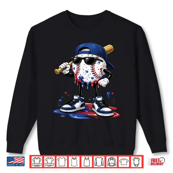 Sweatshirt Baseball Drip Ice Cream Apparel Youth Boys Teens Kids Men Shirt