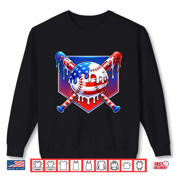 Baseball Dripping Boys 4Th Of July Drip Kids Shirt 2 Sweatshirt Baseball Dripping Boys 4th of July Drip Kids Shirt