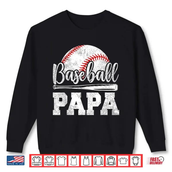 Sweatshirt Baseball Papa Baseball Player Game Day Fathers Day Shirt