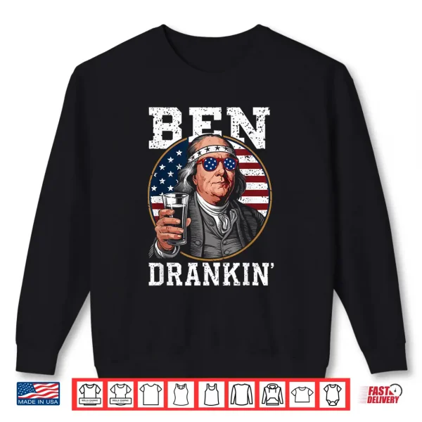 Sweatshirt Ben Drankin 4th of July USA Flag Ben Drankin Shirt