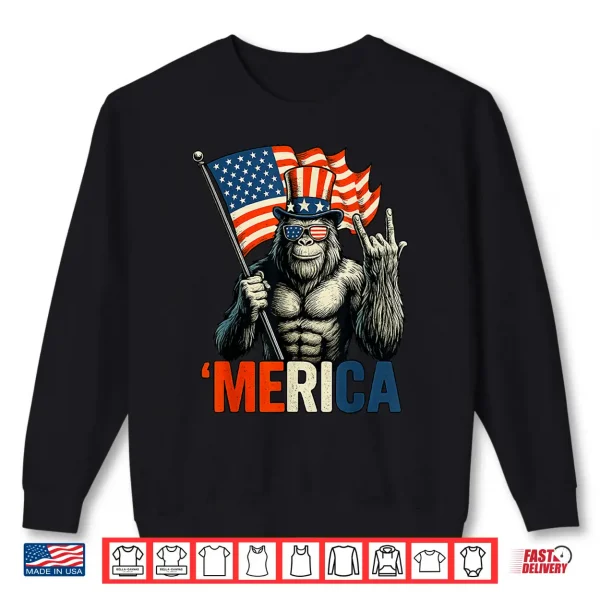 Bigfoot Rock & Roll 'Merica Usa American Flag 4Th Of July Shirt 2 Sweatshirt Bigfoot Rock Roll Merica USA American Flag 4th of July Shirt