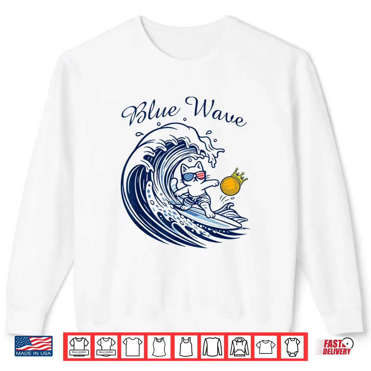 Blue Wave Cat Riding The Blue Wave No Kings Funny Cat Shirt Blue Wave Cat Riding The Blue Wave No Kings Funny Cat Shirt