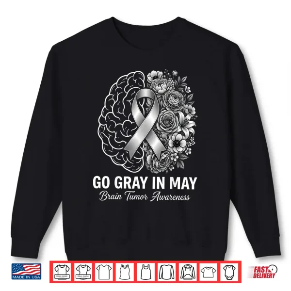 Sweatshirt Brain Tumor Awareness Wear Gray in May Strong Warrior Cancer Shirt
