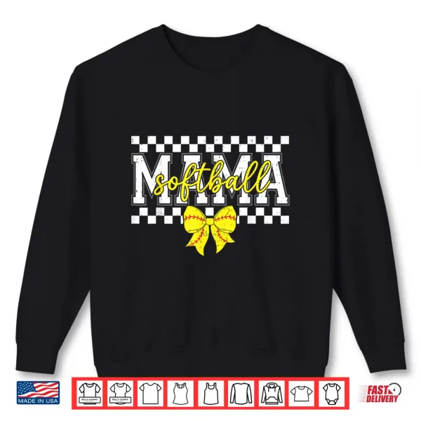 Sweatshirt Checkered Softball Mama Cheer Mom Mothers Day Game Day Shirt