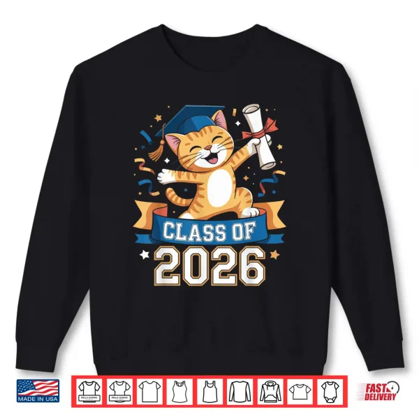 Sweatshirt Class of 2026 Graduation Cat Elementary Graduate 2026 Kids Shirt