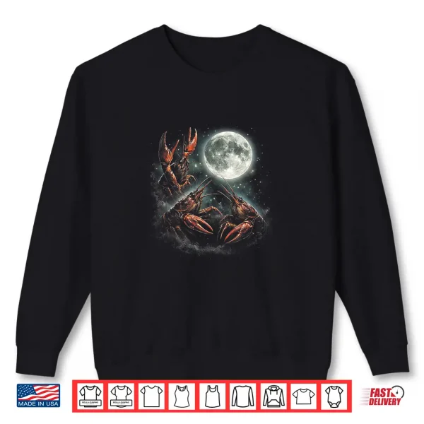 Sweatshirt Crawfish Howling to The Moon Retro Vintage 90s Crawfish Moon Shirt