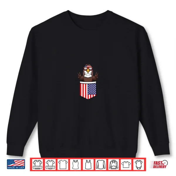 Sweatshirt Eagle In Pocket Patriotic Independence Day 4th Of July USA Shirt
