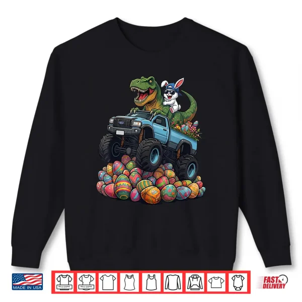 Easter Bunny Dinosaur Monster Truck Boys Kids Shirt 2 Sweatshirt Easter Bunny Dinosaur Monster Truck Boys Kids Shirt