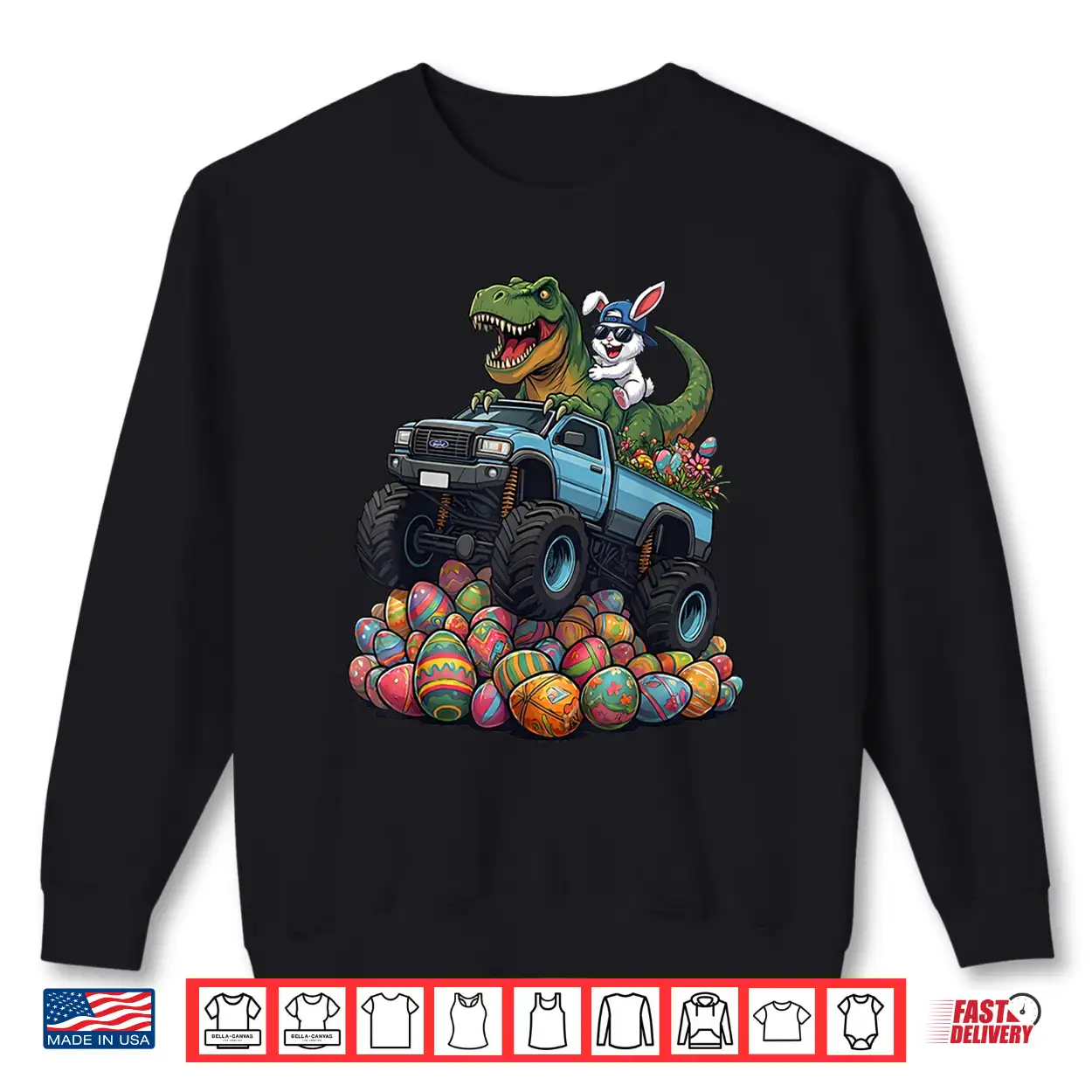 Easter Bunny Dinosaur Monster Truck Boys Kids Shirt Easter Bunny Dinosaur Monster Truck Boys Kids Shirt