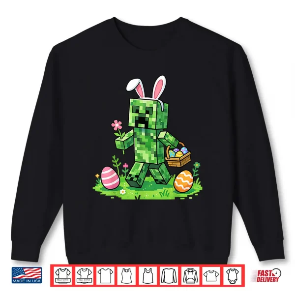 Sweatshirt Easter Pixel Gaming Bunny Egg Hunting Boys Kids Youth Men Shirt