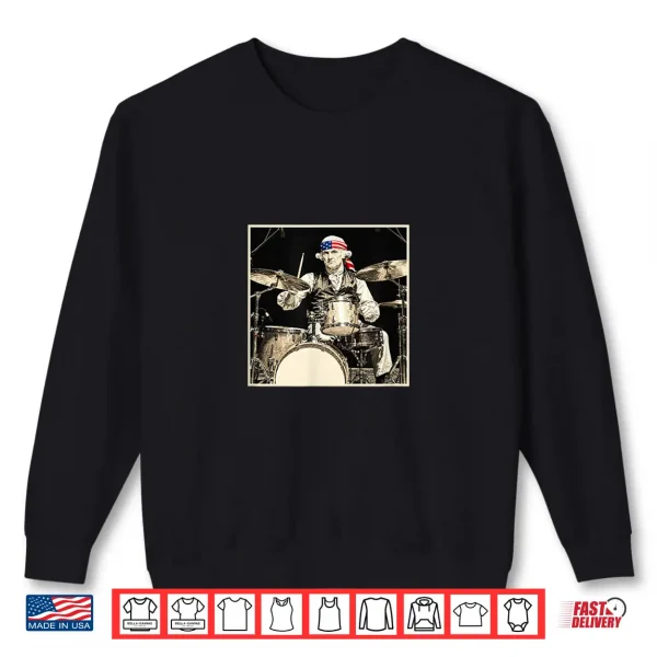 Sweatshirt George Washington Playing Drums Funny Historical Rocker Shirt