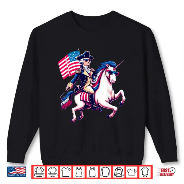 Sweatshirt George Washington Riding A Unicorn 4th of July vintage kids Shirt