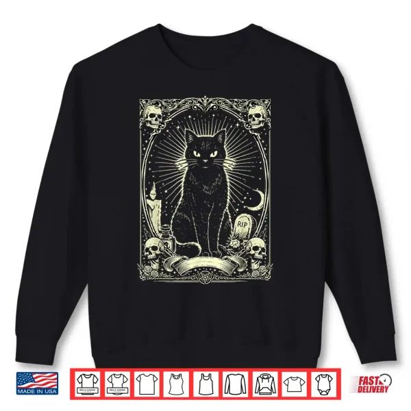 Sweatshirt Gothic Black Cat Vintage Design Shirt