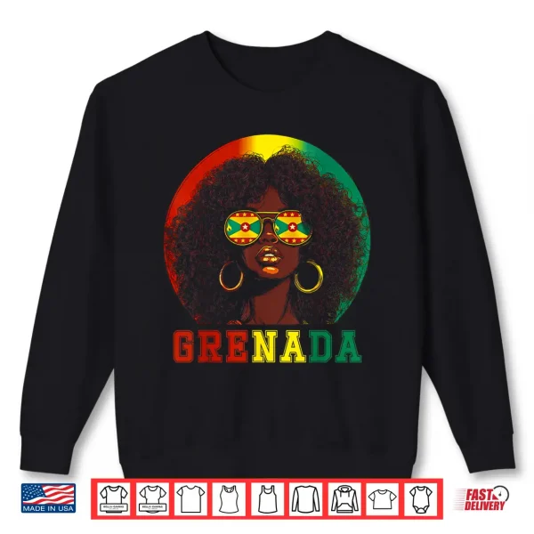 Sweatshirt Grenada Flag Sunglasses Grenadian Girl Pride Caribbean Women Shirt