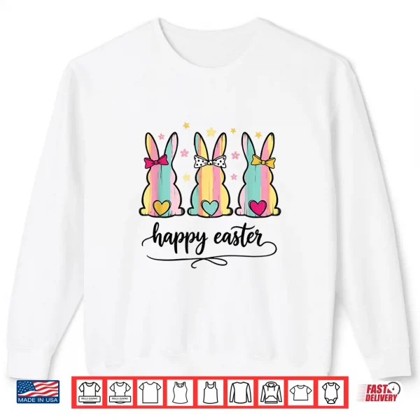 Sweatshirt Happy Easter Cute Bunny Trio Christian Easter Spring Shirt