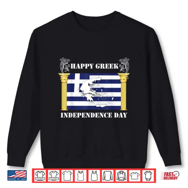 Sweatshirt Happy Greek Independence Day shirt Greek flag tee shirt
