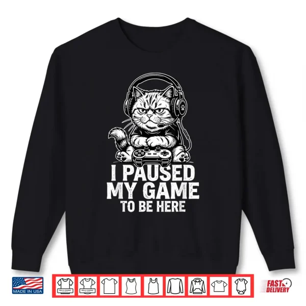 Sweatshirt I Paused My Game to Be Here Cat Feline Merch Shirt