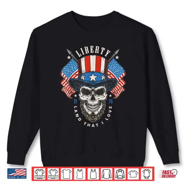 Sweatshirt Independence Day 4th July USA Flag America Liberty Skull Shirt