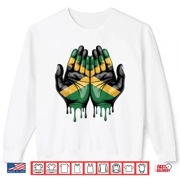 Sweatshirt Jamaica Flag Hands Jamaica Independence Day Power Hands Cute Shirt