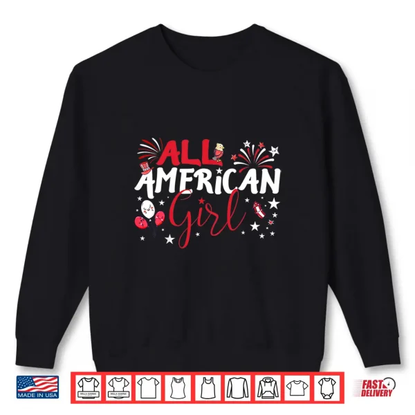 Sweatshirt Kids All American Girl for Independence Day Girls patriotic Shirt