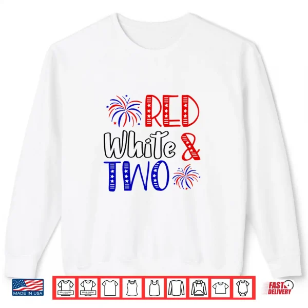 Sweatshirt Kids Red White Two 2nd Birthday 4th Of July Independence Day Shirt