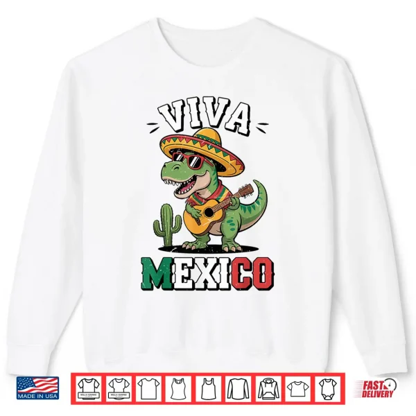 Sweatshirt Kids Viva Mexico Shirt Boy Mexican Dinosaur Independence Day Shirt