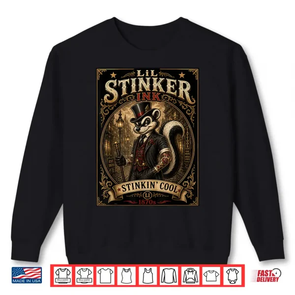 Sweatshirt Lil Stinker Ink Vintage Tattoo Skunk Design 1870s Style Shirt