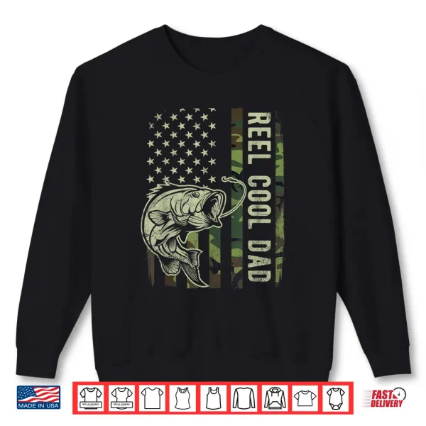 Sweatshirt Mens Reel Cool Dad Camouflage American Flag Fathers Day Gift Shirt
