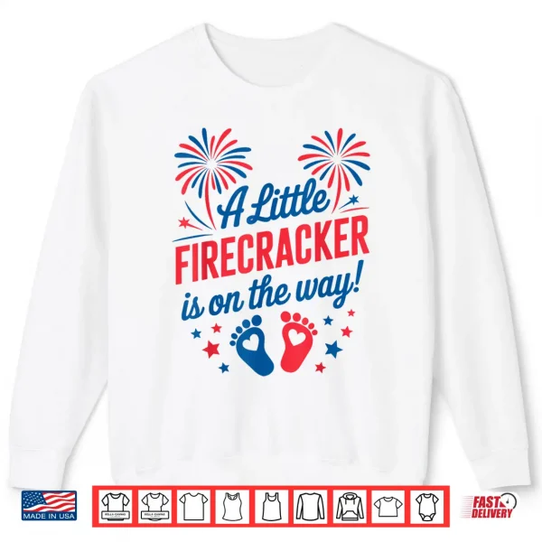 Mom 4Th Of July Baby Reveal Little Firecracker Is On The Way Shirt 2 Sweatshirt Mom 4th of July Baby Reveal Little Firecracker is on the Way Shirt