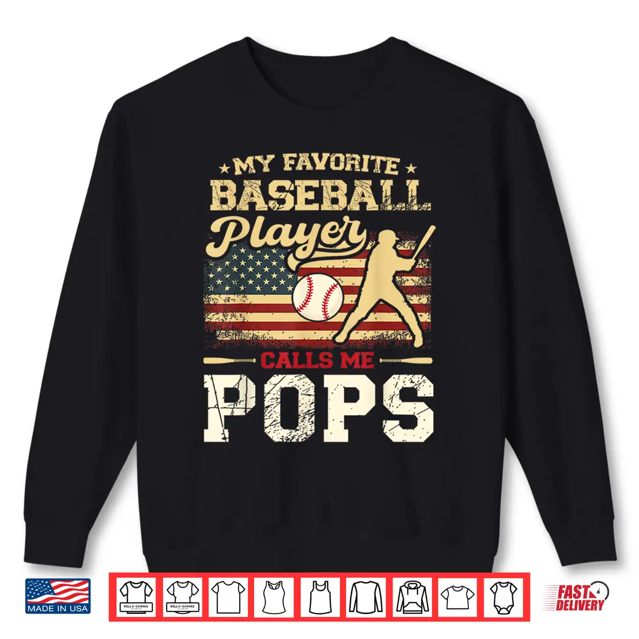 My Favorite Baseball Player Calls Me Pops Us Flag Shirt My Favorite Baseball Player Calls Me Pops Us Flag Shirt