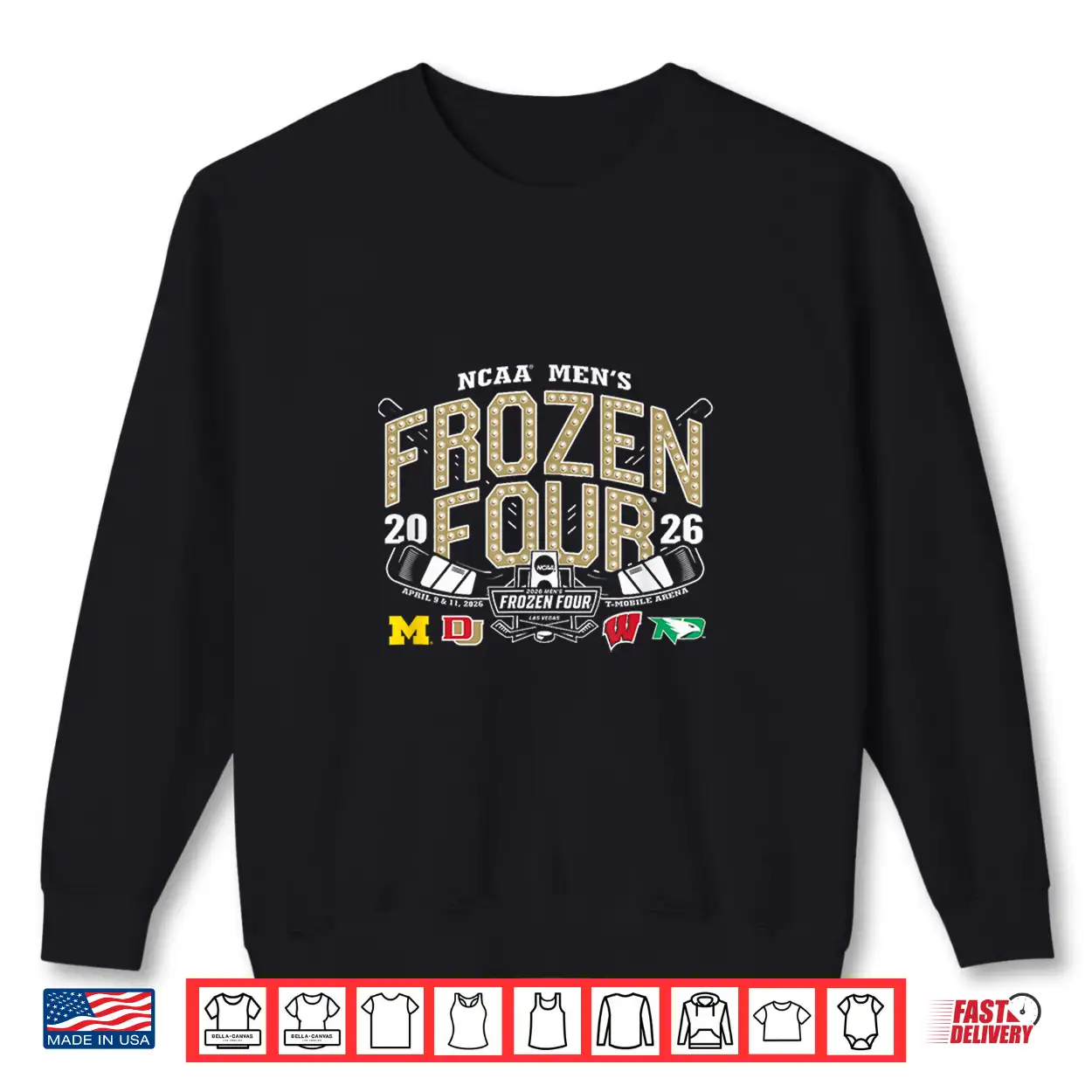 Ncaa Frozen Four Twenty Twenty Six Mens Hockey Black Shirt Ncaa Frozen Four Twenty Twenty Six Mens Hockey Black Shirt