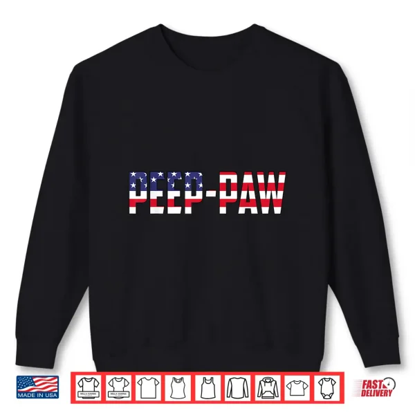 Sweatshirt PEEP PAW 4th of July USA American Flag Grandpa Shirt