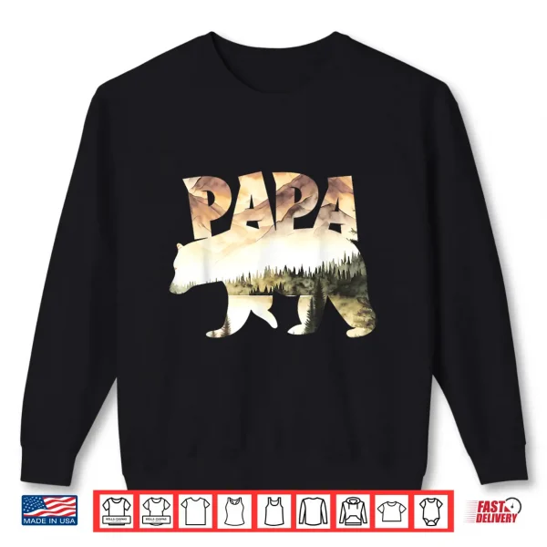 Sweatshirt Papa Bear Forest Lake Mountain Scene Outdoors Fathers Day Shirt