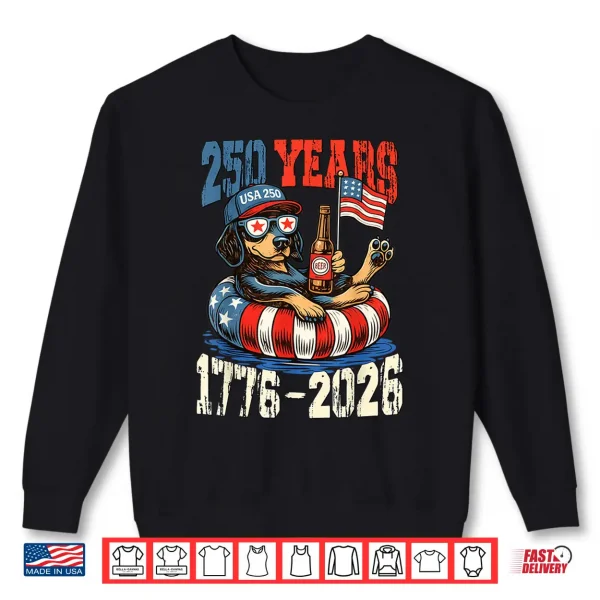 Sweatshirt Patriotic Dog Dachshund 250th Anniversary 4th of July Retro Shirt