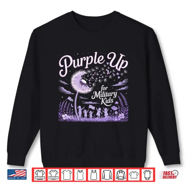 Purple Up For Military Kids Dandelion Child Month Shirt 2 Sweatshirt Purple Up For Military Kids Dandelion Child Month Shirt