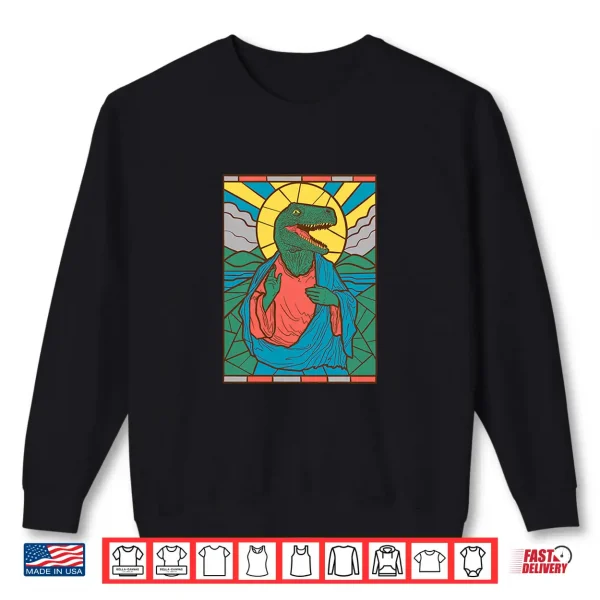 Sweatshirt Raptor Jesus Dinosaur Christ Meme Holy Velociraptor Premium Tri Blend Shirt