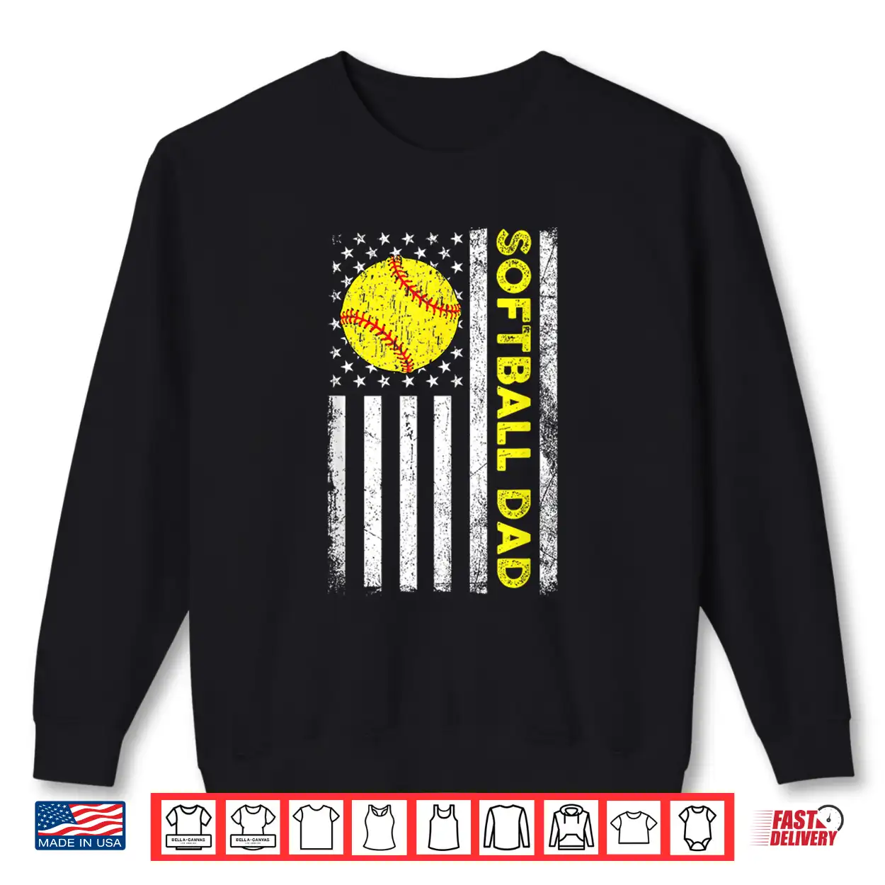 Softball Dad American Flag Fathers Day Shirt Softball Dad American Flag Fathers Day Shirt